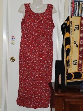 Gorgeous maxi dress vintage red mini floral all over print waist tie